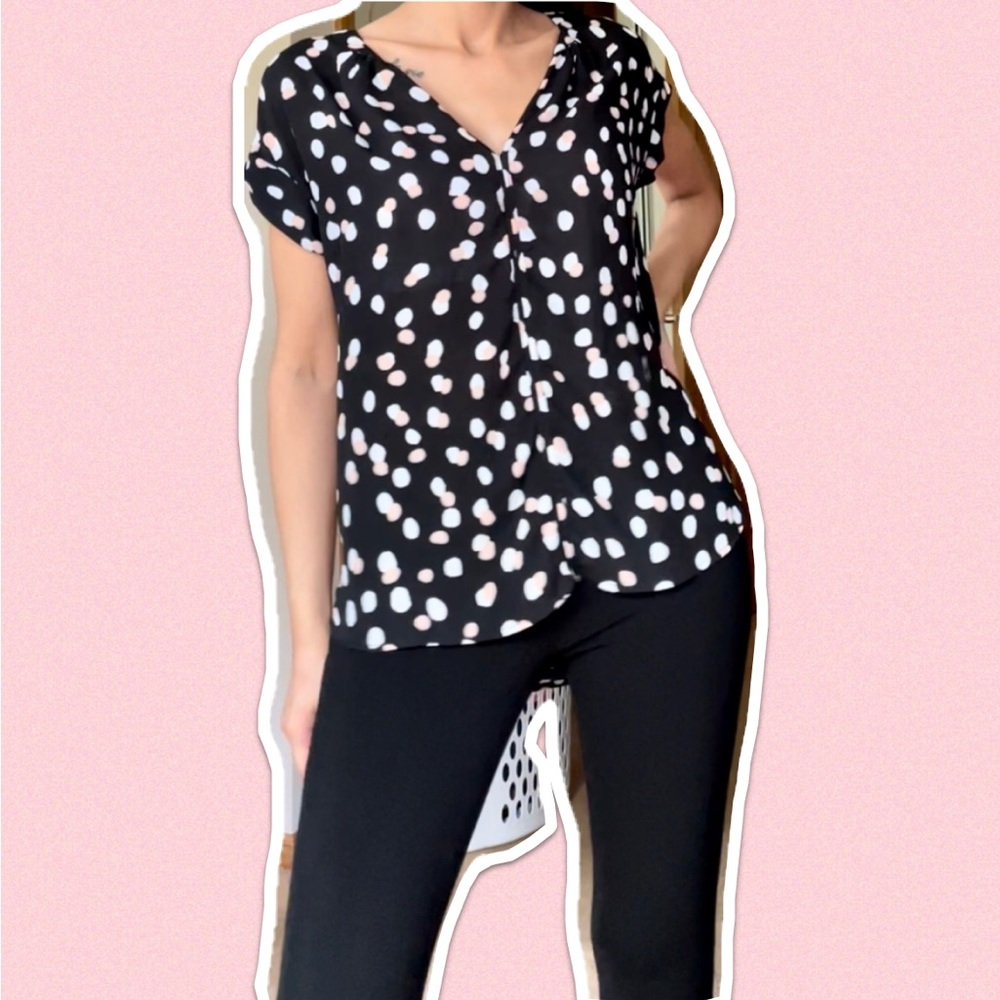Women’s Philosophy Republic Clothing Black Random Dot Print Blouse Size Small